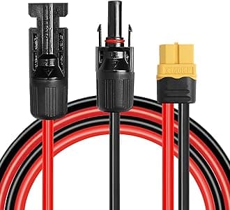 Solar to XT60 Extension Cable 10AWG 5FT Solar Connector to XT60 Adapter Cable for Solar Panel to Portable Power Station Solar Generator Battery Pack