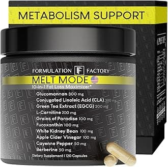 - Formulation Factory Metabolism Booster - Melt Mode Natural Thermogenic Support with Glucomannan, L-Carnitine & Green Tea Extract - Advanced Satiety & Energy - 120 Capsules, 2 Month Supply