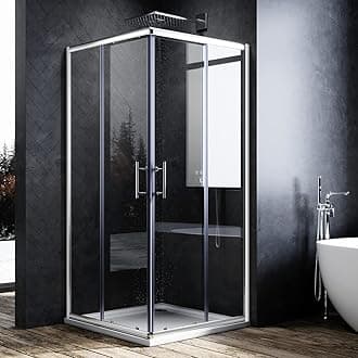 ELEGANT 800 x 800mm Shower Enclosure Corner Entry Square Shower Cubicle Sliding Shower Doors