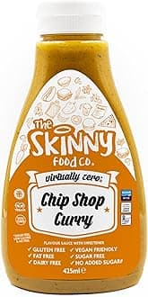 Skinny Food Co Sugar Free Chip Shop Curry Sauce 425ml - Virtually Zero Calorie Sauce - Vegan & Keto-Friendly - Sugar Free Curry Sauce - Gluten Free
