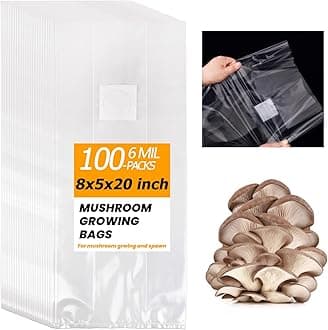 100PCS Mushroom Grow Bag Large Thickened 8"x5"x20" Autoclave Resistance Bag -6 mil Thick Strong Tear Resistance-0.2 Micron Filter Mushroom Spawning Bag, Mushroom Planting Bag (8*5*20"-100pcs)