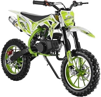 50cc Dirt Bike for Adults & Kids-Kids Dirt Bike 2-Stroke Gas Powered Off Road Motorcycle Mini Bikes 40 MPH for Uphill and Off-Road Conditions Pull Start motos para niños USA Stock Green