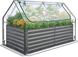 Quictent Raised Garden Bed Galvanized Raised Beds for Gardening Vegetables with Cover 6x3x2 ft Tall Metal Planter Box Outdoor Use (Clear)