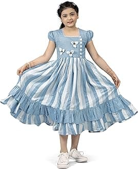 Girls Cotton Stripe Western Dress