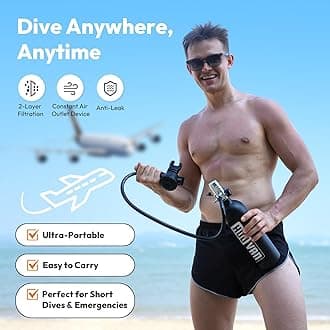 H400 Mini Scuba Tank 1.0L Scuba Tank Up to 20 Minutes Underwater Breathing Portable Diving Tank with On-Off Valve Reusable Pony Bottle for Underwater Exploration Emergency/Recreation