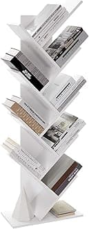 VASAGLE Tree Bookshelf, 9-Tier Bookcase, Large Bookshelf, Space-Saving Corner Shelf, Book Tree, Holds Books, CDs, Games, for Bedroom, Living Room, Home Office, Cloud White ULBC11WTV1