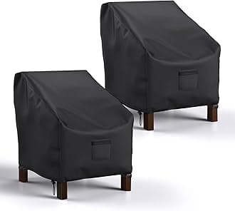Mrrihand Patio Chair Covers Outdoor Furniture Covers Waterproof Lounge Deep Seat Cover Heavy Duty Lawn Patio Furniture Covers 2 Pack - 38W x 31D x 29H inch