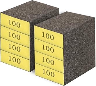 Romeda 8-Pack Sandpaper Block, 100 Grits Washable and Reusable Handmade Sanding Sponge, Drywall Sandpaper Blocks for Wooden Drywall Sheetrock and Metal Glazing