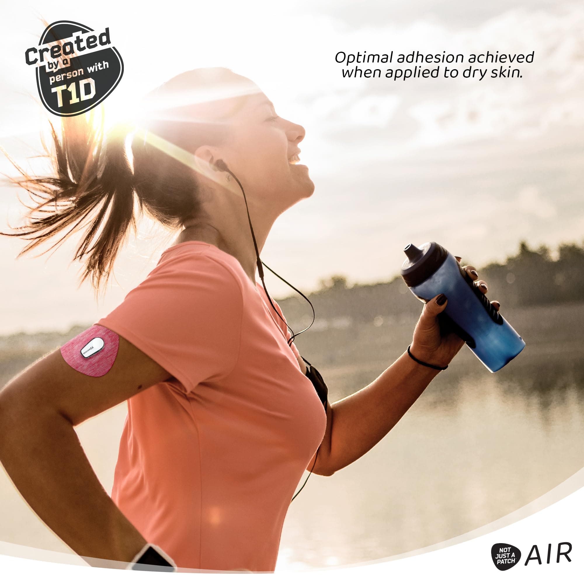 Not Just A Patch Air (20 Pack) - CGM Dexcom G6 Adhesive Patches with Hole -Thin, Strong and Light, 14 Day Adhesion, Durable Dexcom Patches G6 Sensor Protectors in Pink