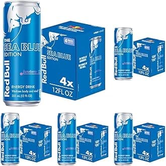 Sea Blue Edition Energy Drink | 12 Fl Oz | 4 Cans | Pack of 5