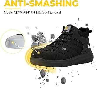 FitVille Wide Safety Shoes for Men Composite Steel Toe Safety Boots High Top Work Shoes for Men
