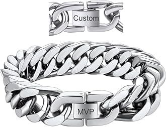 ChainsHouse Stainless Steel Cuban Link Bracelet, 8mm/12mm/17mm Width, 7.5"/8.3"/9", 18K Gold Plated Chain Wrist Bracelets for Men Women, Send Gift Box