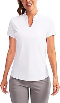 Women's Golf Polo Shirt V-Neck Short Sleeve Collarless Quick Dry Tennis Running T Shirt Golf Tops for Women