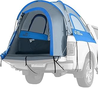 JOYTUTUS Truck Tent, Portable Truck Bed Tent with Rainfly, Truck Tent for 6.5' with Fiberglass Pole, Waterproof PU2000mm Double Layer for 2 Person - Blue