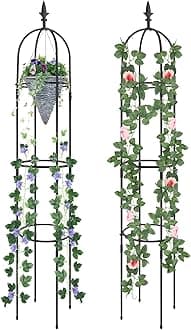 Garden Trellis for Climbing Plants Tower Obelisk Garden Trellis 6ft Tall Plant Support Vine Supports Plant Tower for Climbing Vines and Flowers Stands 2 Pack