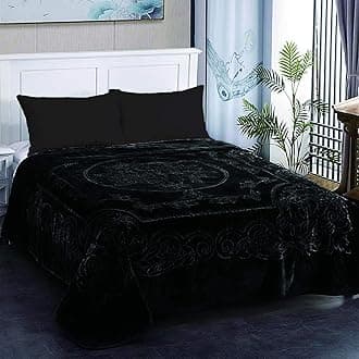 JML Fleece Blanket King Size, Heavy Korean Mink, 85 X 95 Inches- 9 Lbs, Soft and Warm, Thick Raschel Printed Mink for Autumn, Winter, Bed, Home, Gifts (Black)