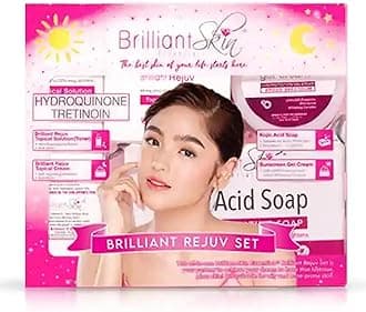 Brilliant Skin Rejuv Set - Brightening Cream, Kojic Acid Soap, Sunscreen Gel - Even Skin Tone, Radiant Glow, Anti-Dark Spots, Daily Skincare Routine