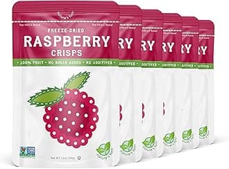 Nature's Turn Freeze-Dried Fruit Crisps – Healthy, Gluten-Free, Plant-Based, Crispy & Delicious Snack – Ideal for Cereal, & School On-the-Go Snacks – Raspberry, 6 Bags (1.2 oz Each)