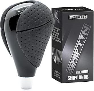 Piano Black Wood Gear Shift Knob Stick Shifter for Lexus ES300h ES350 GS300 GS350 GS430 GS450h GS460 is-F IS250 IS300 IS350 LS460 LS600h RX350 RX450h (Punched Black Leather/Piano Black)