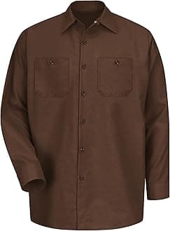 Red Kap Men's Long Sleeve Industrial Work Shirt | Moisture Wicking Button Up, Wrinkle Resistance Fights Fading & Stains
