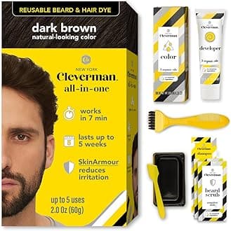 Cleverman Dark Brown Hair & Beard Dye for Men, All-in-One Reusable Kit - Mens Color For Natural-Looking Gray Coverage, Professional-Quality and Ammonia-Free for Hair, Beard & Gray Mustache
