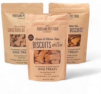 Portland Pet Food Company Healthy Dog Treats Vegan Variety Pack - Grain-Free, Human-Grade, Apple, Gingerbread, Pumpkin Dog Treats - Natural Dog Training Treats & Biscuits Made in the USA Only - 3-Pack