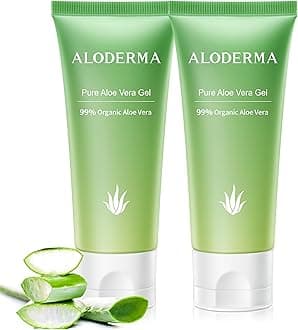 Aloderma 99% Organic Aloe Vera Gel for Face Made within 12 Hours of Harvest, Natural Hydrating Pure Aloe Vera for Soothing Skincare, Moisturizing Aloe Gel for Skin, Face, Sensitive Skin, 4oz - 2ct