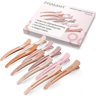 FRAMAR Neutral Sectioning Hair Clips – 10-Pack No Crease Hair Clips for Styling & Sectioning For Girls
