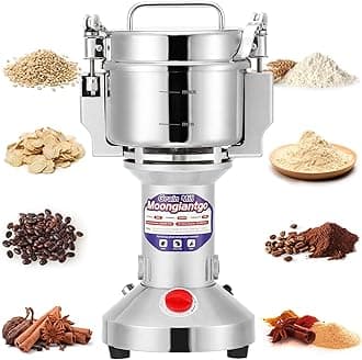 Moongiantgo Grain Mill Grinder Electric 700g Commercial Spice Grinder 2500W Stainless Steel Pulverizer Dry Grinding Machine for Wheat Corn Rice Pepper Herbs Coffee Beans (700g Upright, 110V)