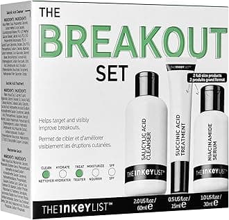 The INKEY List Acne Treatment Set – Salicylic Acid Cleanser, Niacinamide Serum & Succinic Acid Spot Treatment – Clears Acne, Breakouts & Blemishes – Skincare for Oily, Acne-Prone Skin