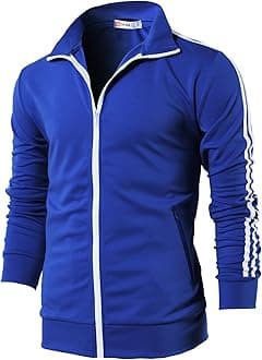 H2H Mens Active Slim Fit Track Lightweight Jacket Zip-up Long Sleeve