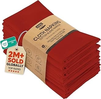 Cotton Dinner Napkins Red - (18 inches x18 inches) Soft and Comfortable - Durable Hotel Quality - Ideal for Events and Regular Home Use - by Utopia Kitchen by Utopia Bedding
