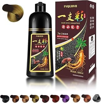 Hair Dye Shampoo 3 In 1, Semi-Permanent 15 Minutes, Chestnut Brown Hair Color Treated Maroon Shampoo Para Canas, Home Use for Men & Women Parent, 500ml