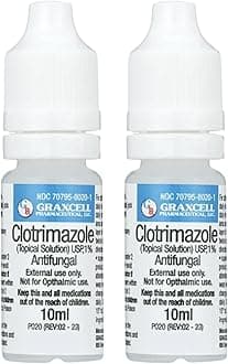 Maximum Strength Clotrimazole 1% Antifungal Topical Solution | Fast-Acting Relief for Athlete's Foot, Jock Itch, Ringworm | Soothes Itching & Burning (Pack of 2)