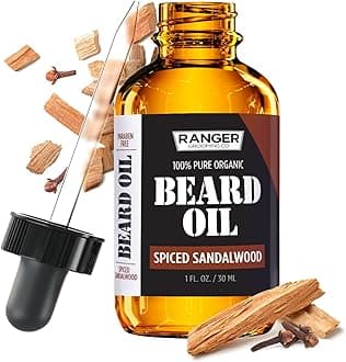 Leven Rose Spiced Sandalwood Beard Oil & Leave In Conditioner by Ranger Grooming Co, 100% Pure Natural Organic for Groomed Beards, Mustaches, and Moisturized Skin 1 oz