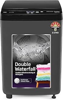 Voltas Beko, A Tata Product 6.5 Kg 5 Star Fully-Automatic Top Loading Washing Machine (WTL6504UEA/OBS2P10 Eco-Series,Dark Grey, Pulsator wash and Double waterfall technology)