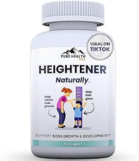 Heightener - Natural Height Growth Supplement for Kids, Teens and Adults to Increase Bone Strength and Grow Taller | Height Maximizer Pills with L-Arginine, Calcium & Zinc | 60 Capsules