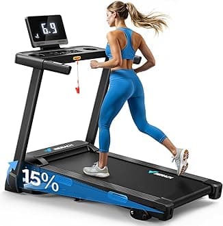 Foldable Treadmill with 15% Auto Incline, Treadmills for Home Foldable for Heavy People, 0.8-12 km/h Walking Pad Treadmill for Home & Office, Save Space, LED Display & Fitness App