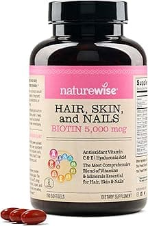 NatureWise Hair Skin and Nails Vitamin, Biotin 5000mcg w/Hyaluronic Acid, Multivitamin for Women w/Vitamin C, Vitamin B Complex, Vitamin D, A, E - Non-GMO, Gluten Free - 150 Softgels[50-Day Supply]