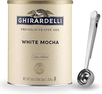 White Mocha Frappe Mix Powder – 3.12 lbs with Direct Coffee Tea Est 2019 Spoon, Smooth & Creamy Beverage Base with Real Chocolate & Coffee