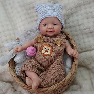 7" Miniature Reborn Baby Dolls Silicone Full Body Baby Soft Skin Mini Realistic Newborn Baby Dolls Real Life Tiny Baby Doll with Feeding Accessories（Boy）