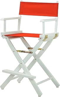 24" Director's Chair White Frame with Red Canvas, Counter Height