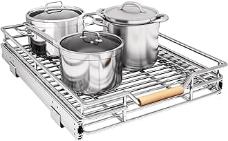 Pull out Cabinet Organizer, 15"W X 21"D, Heavy Duty Smooth Sliding Under Cabinet Shelves for Pots and Pans, Full-Extension Roll out Drawers, Slide out Organization for Home Kitchen Pantry