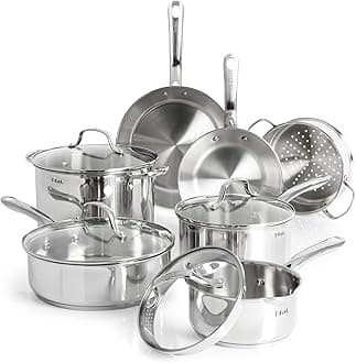 Stainless Steel Pots and Pans Set 11 Piece, Induction, Oven Broiler Safe 500F, Kitchen Cooking Set w/Fry Pans, Saucepans, Saute Pan, Dutch Oven, Steamer, Cookware, Dishwasher Safe, Silver