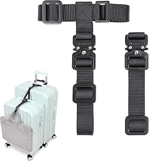 Vigorport Luggage Straps, Metal Luggage Connecting Straps for Suitcase, Add a Bag and Connect Your 2 Suitcases Together, Adjustable Fastening Accessory Straps (3/4" Width, Small