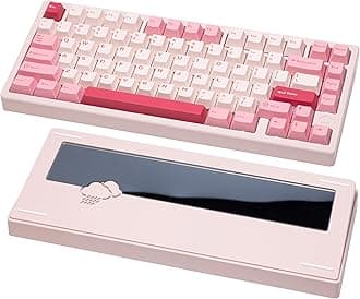 WOBKEY Rainy 75 CNC Aluminum HMX/JWK/Cocoa Switches Triple-Mode Connectivity Mechanical Keyboard with Superior Acoustics, RGB/PP/Mirrored Glass/3500mAh/Violet Switch (Standard - Pink)
