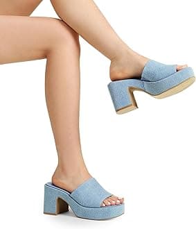 DREAM PAIRS High Chunky Platform Heels for Women Fashion Comfort Slip on Square Open Toe Block Heel Sandals