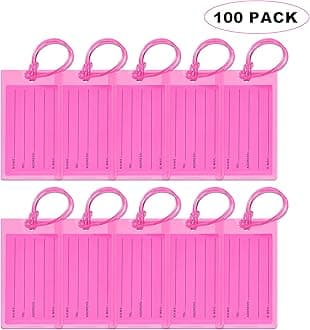 100 Pack Luggage Tags for Suitcases, Airplane Travel Essentials for Flying, International Travel Must Haves, and Luggage Accessories by Sodsay
