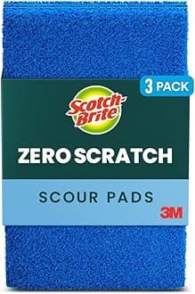 Zero Scratch Scour Pad, 3 Scrubbing Pads, Non-Scratch Scouring Pads for Kitchen and Dish Cleaning