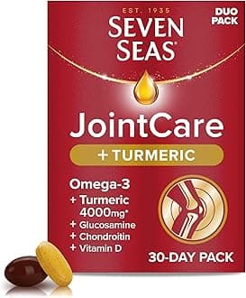 Seven Seas JointCare Plus Turmeric, with Omega-3, Glucosamine, Chondroitin, Vitamins C and D, Manganese and Zinc, Food Supplements, 30-Day Pack